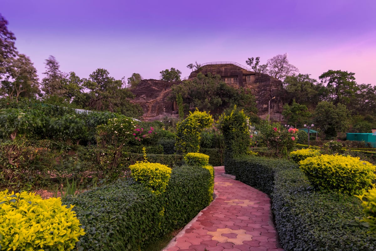 Shri Panch Pandav Caves. Pachmarhi 5 hilltop caves carved more than 1000 years ago, with a formal garden view